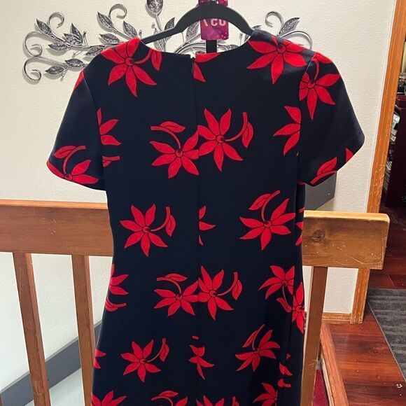 EUC Banana Republic Blue Dress with Red Flowers, Short Sleeves, Size 2 #057 - Picture 3 of 5